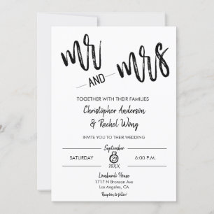 Convites Simples Manuscrito Minimalista Sr. e Sra. Wedding