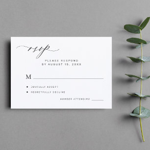 Convites Simples minimalista, casamento elegante RSVP