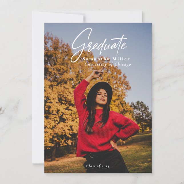 Convites Simples Minimalista Moderna  2 Foto Graduação (Frente)