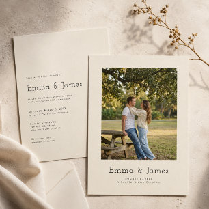 Convites Simples Minimalista Moderno Casamento Foto em Marf