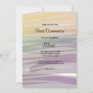 Convites simples mínimo de rosa gold first communion convi
