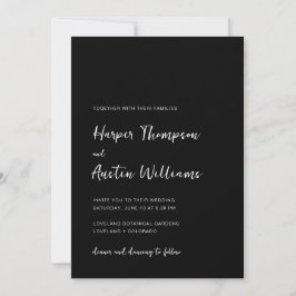 Convites Simples Moderno Casamento Preto Script
