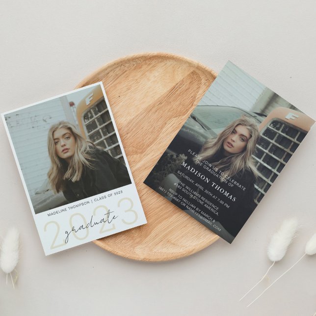 Convites Simples Moderno Com 2 Festas de formatura Fotográf (Criador carregado)