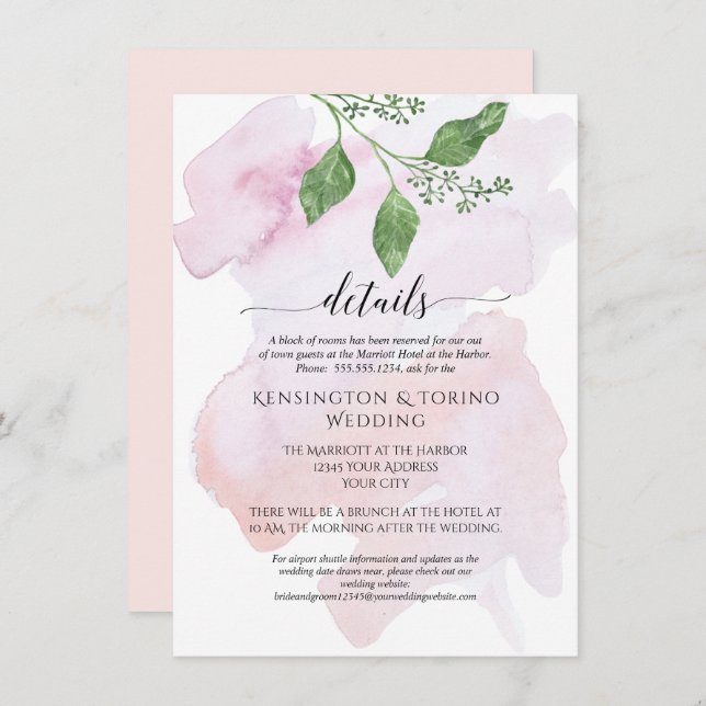 Convites Simples Moderno Detalhes Casamento de Folhagem Euc (Frente/Verso)