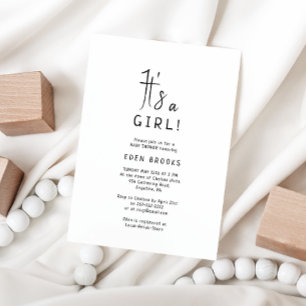Convites Simples Moderno Neutro É Uma Garota! Chá de fralda