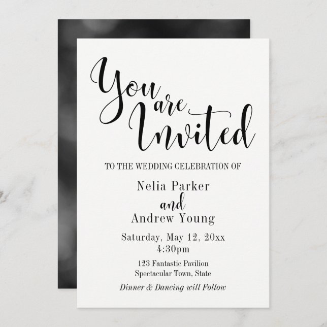 Convites Simples, Moderno, Você É Convidado Para O Casament (Frente/Verso)