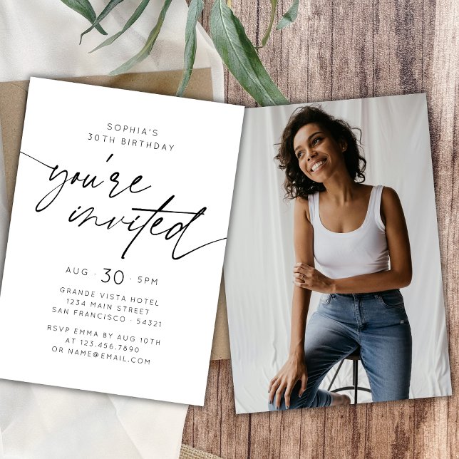 Convites Simples Moderno Você é Foto de Festa de aniversári (Criador carregado)