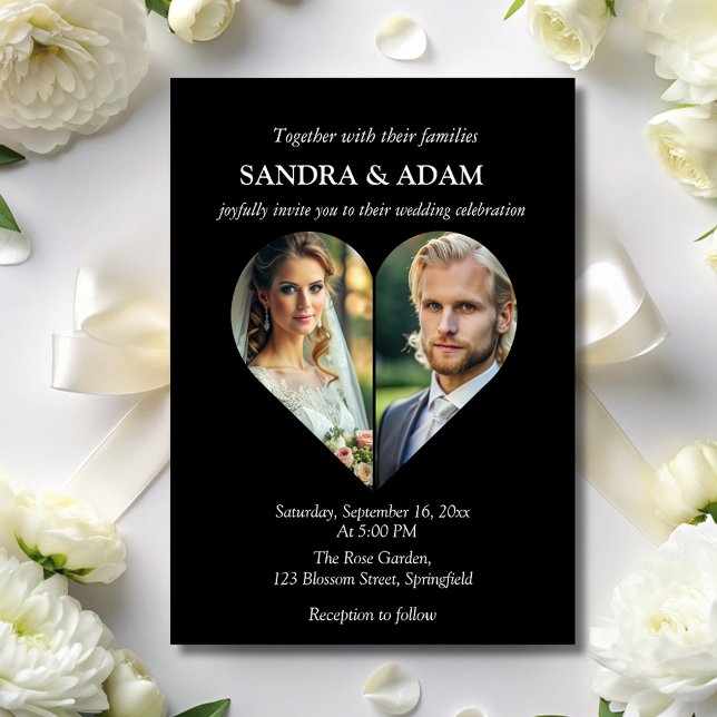Convites simples Na moda moderno casamento de fotos (Criador carregado)