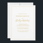 Convites Simples Natal Elegante | Casamento Branco Brunch<br><div class="desc">Este simples Natal elegante | Almoço branco é perfeito para o seu brunch de inverno moderno minimalista. A clássica caligrafia de luxo de ouro, junto com o tradicional fundo branco, tudo junto com um quadro mínimo, é certo que completará a vibração de feriado que você está procurando. Você pode personalizar...</div>