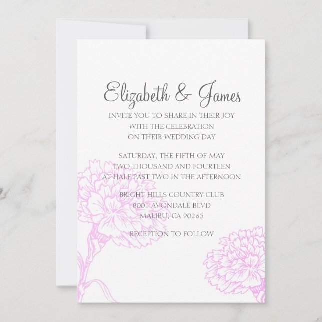 Convites Simples para Casamento de Flores Modernas (Frente)