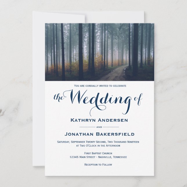 Convites Simples para Casamentos outono de Árvores (Frente)