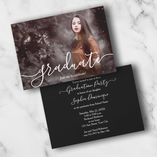 Convites simples para Festa de formatura de fotos (Criador carregado)
