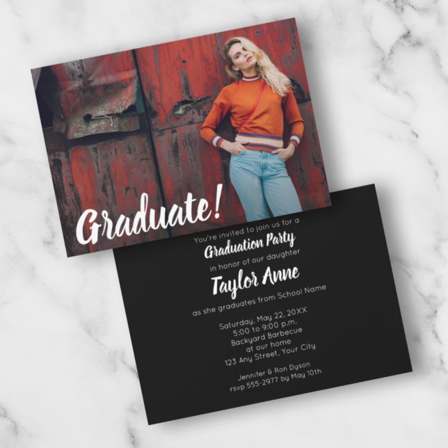 Convites simples para Festa de formatura de fotos (Criador carregado)