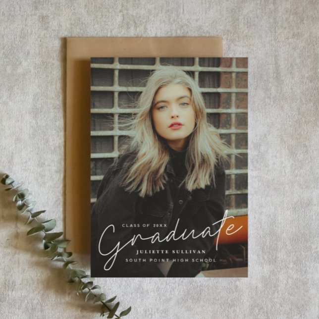 Convites Simples para Graduação de Fotos de Script (Criador carregado)