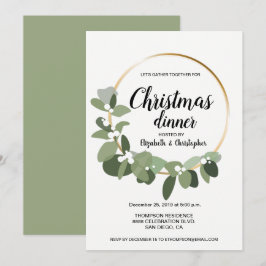 Convites Simples Partido Jante de Natal Moderno Wreath Gree