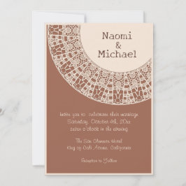 Convites Simples Pastel Terracotta com Casamento de rendas