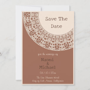 Convites Simples Pastel Terracotta com Lace Salvar a Data