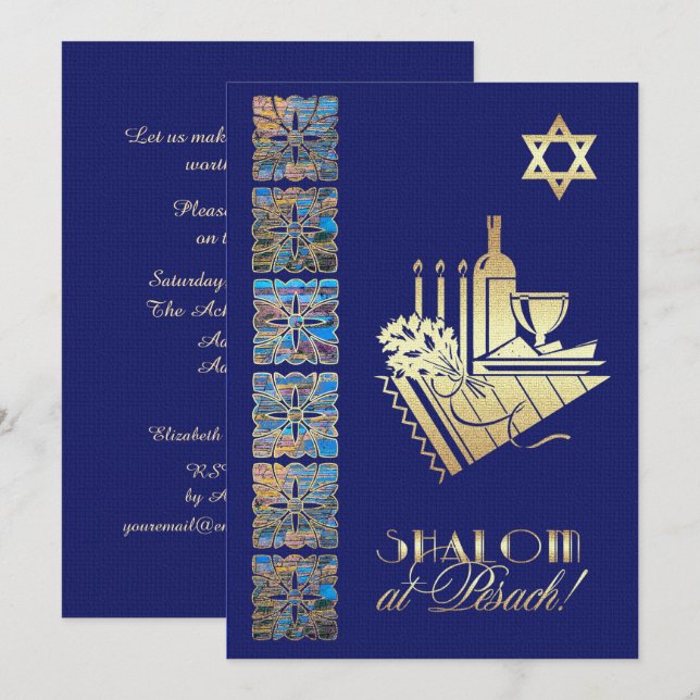 Convites Simples Personalizados do Seder de Passov (Frente/Verso)