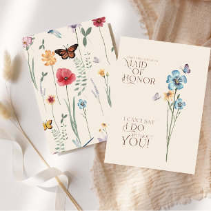 Convites Simples Proposta de Dama de Honra com Flor Silvest