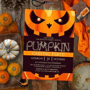 Convites Simples Pumpkin Carving Party Halloween Spooky Inv