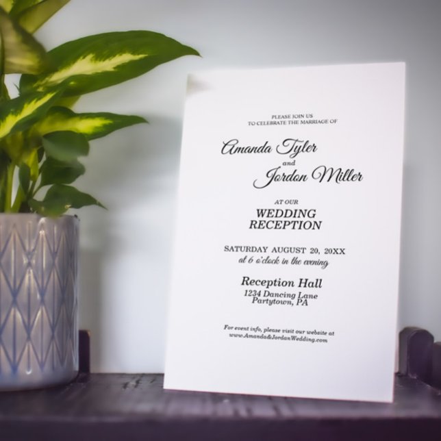 Convites Simples Recepção de Casamento com Caligrafia em Pr (Criador carregado)
