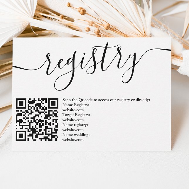 Convites Simples registro de casamento branco preto (Simple elegant black white wedding registry invitation)
