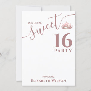 Convites Simples rosa de ouro Legal de tiara 16