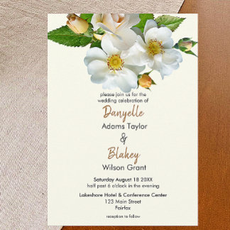 Convites Simples Rosas Brancos Sobre O Casamento Moderno De