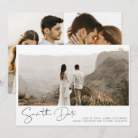 Simples Rótulo de Mão Letrado 3 Foto Salvar a Data