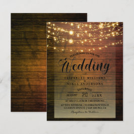 Convites Simples Rustic Wood Dark Lights Casamento de Corda
