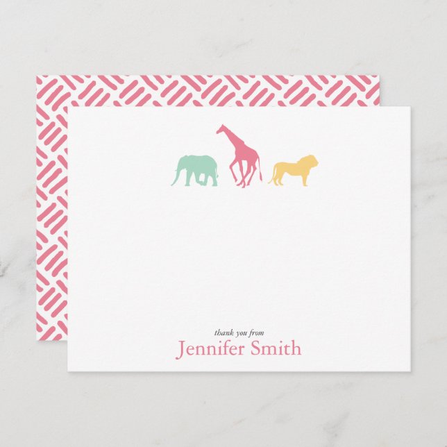 Convites Simples Safari Animal Personalize Stationery (Frente/Verso)