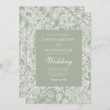 Simples Sage Green Line Art Casamento de Wildflowe