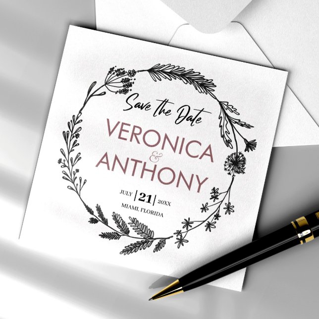 Convites Simples Salvamento Floral A Data QR Código Casamen (Simplify your RSVP with our QR code save-the-date, adding an unforgettable touch to your special day)