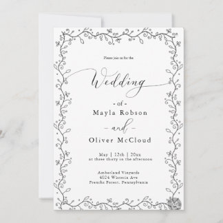 Convites Simples Script de Caligrafia Elegante Casamento