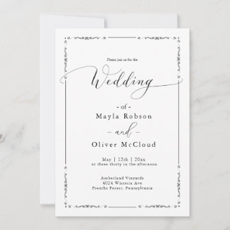 Convites Simples Script de Caligrafia Elegante Casamento