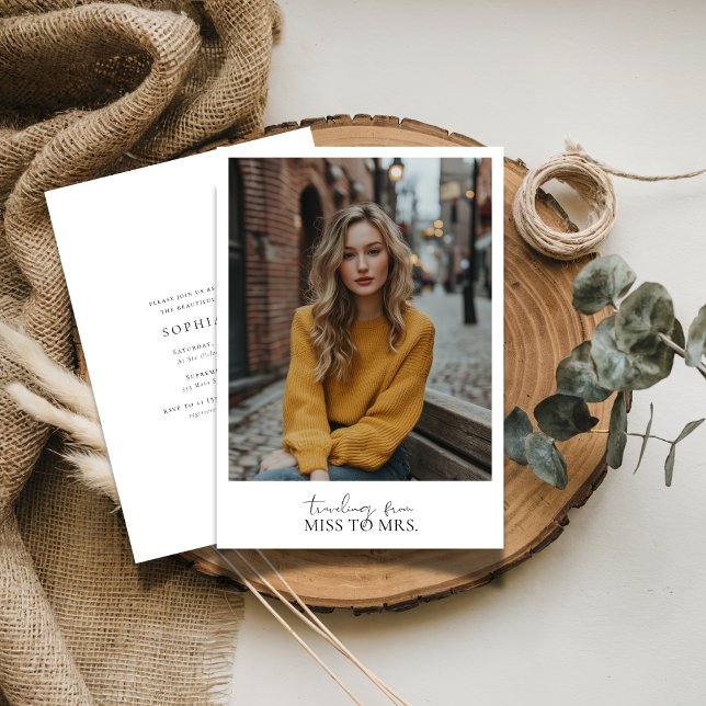 Convites Simples senhorita Elegante para a foto da Sra. Chá (Criador carregado)