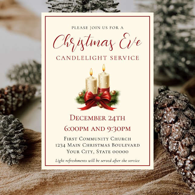 Convites Simples Serviço Religioso de Natal Elegante em Mar (Criador carregado)