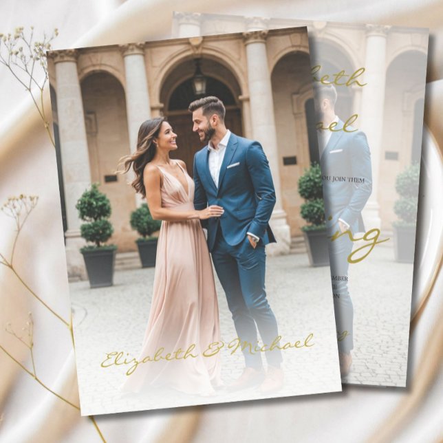 Convites Simples Sobreposição de Foto de Casamento Moderno (Criador carregado)