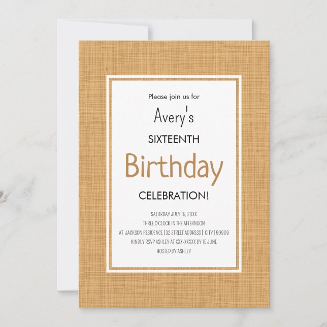 Convites Simples Texto Alaranjado Texturizado de Aniversári (Frente)