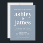 Convites Simples Tipografia Chic Casamento Azul Dusty<br><div class="desc">O convite de casamento simples e chic apresenta na moda branco, tipografia elegante e moderna sobre um fundo azul empoeirado. Basta adicionar os detalhes do seu casamento. Desenvolvido exclusivamente para você pelo Happy Dolphin Studio. Se precisar de ajuda ou produtos correspondentes, entre em contato conosco em happydolphinstudio@outlook.com. Estamos felizes em...</div>