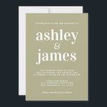 Convites Simples Tipografia Chic Sage Casamento Verde<br><div class="desc">O convite de casamento simples e chic apresenta na moda branco, tipografia elegante e moderna em um fundo verde sábio. Basta adicionar os detalhes do seu casamento. Desenvolvido exclusivamente para você pelo Happy Dolphin Studio. Se precisar de ajuda ou produtos correspondentes, entre em contato conosco em happydolphinstudio@outlook.com. Estamos felizes em...</div>