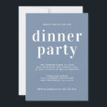 Convites Simples Tipografia Chic Vintage Blue Jantar Party<br><div class="desc">Convite de festas simples e chic janta na moda branco, tipografia elegante e moderna em um fundo azul vintage. Basta adicionar os detalhes da sua parte de janto. Desenvolvido exclusivamente para você pelo Happy Dolphin Studio. Se precisar de ajuda ou produtos correspondentes, entre em contato conosco através do bate-papo da...</div>