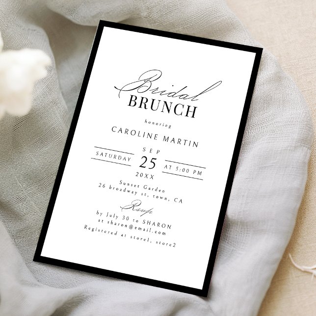 Convites Simples Tipografia de Letra Elegante Brunch Nupcia (Simple Graceful Script Typography Bridal Brunch Invitation)