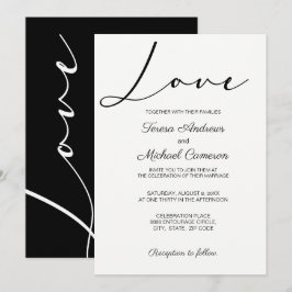 Convites Simples tipografia elegante Casamento de amor