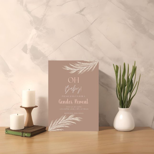 Convites Simples Tonalidade Neutra Boho Sexo Revelar Convit (Criador carregado)