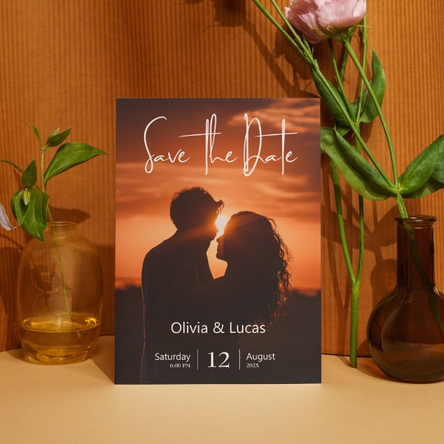 Convites Simples Trendy Sun Foto Para Salvar A Data Casamen (Sunshine Photo Save The Date Wedding Invitation)