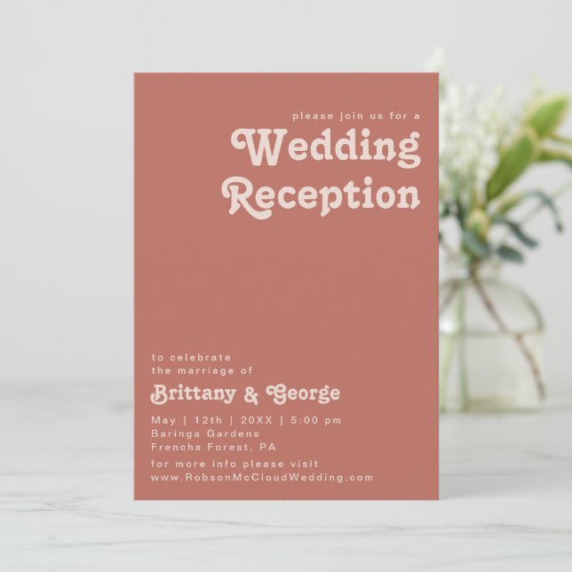 Convites Simples Vibrações Retrô | Recepção de Casamento Ol (Em pé/Frente)