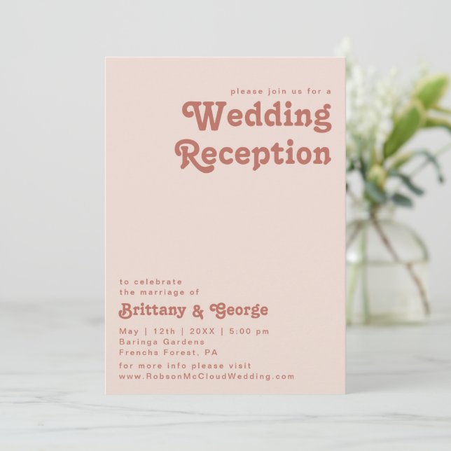 Convites Simples Vibrações Retrô | Recepção de Casamento Ro (Em pé/Frente)