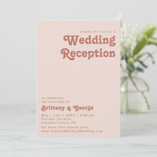 Convites Simples Vibrações Retrô   Recepção de Casamento Ro