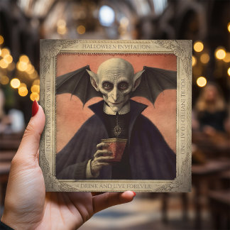 Convites Simples Vintage Dracula Halloween